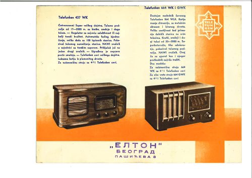 Cjenovnik Telefunken 1937.