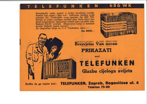 Cjenovnik Telefunken 1937.