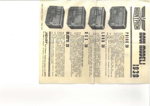 Reklama za Hornyphon, Modeli iz 1939.
