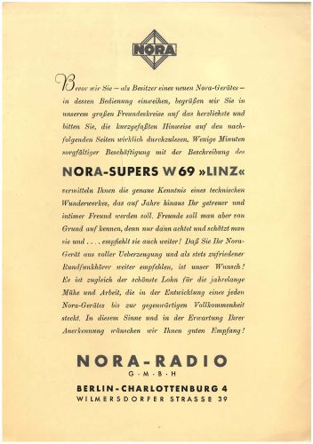 Reklama za Noru W69 Linz