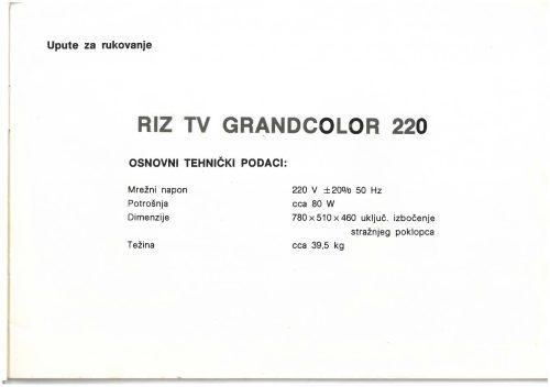 Reklama za RIZ TV Grandcolor 220