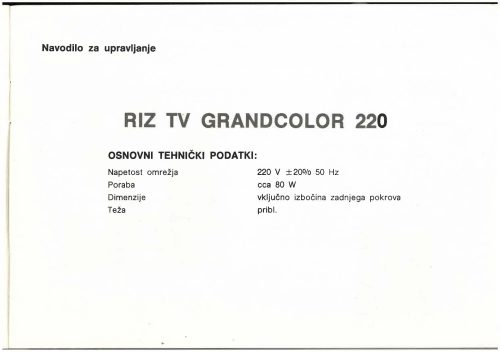Reklama za RIZ TV Grandcolor 220