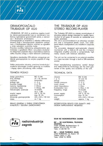 Reklama za RIZ Gramopojačalo Trubadur