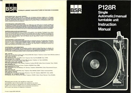 Reklama za BSR P128R