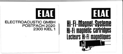 Reklama za ELAK Hi-Fi Magnet-Systeme