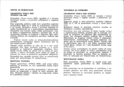 Reklama za RIZ Toscu Hi Fi GM 6600