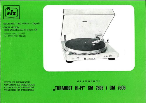 Reklama za RIZ Turandot Hi Fi GM 7605 i GM 7606