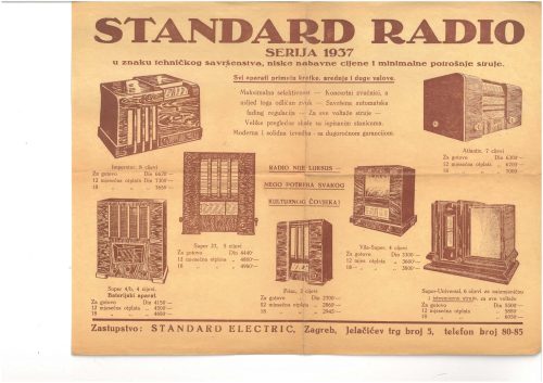 Reklama za Standard Radio – Serija 1937