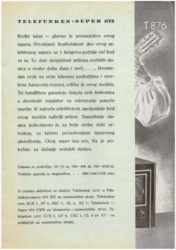 Reklama za Telefunken T875, T876 i T8001