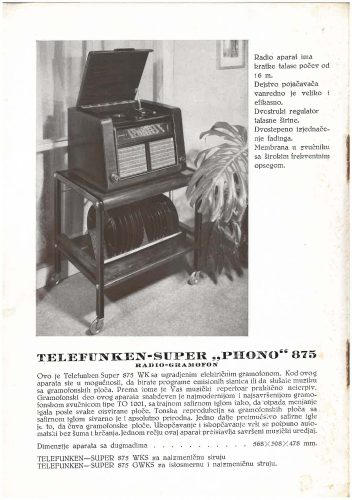 Reklama za Telefunken T875, T876 i T8001