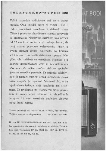 Reklama za Telefunken T875, T876 i T8001