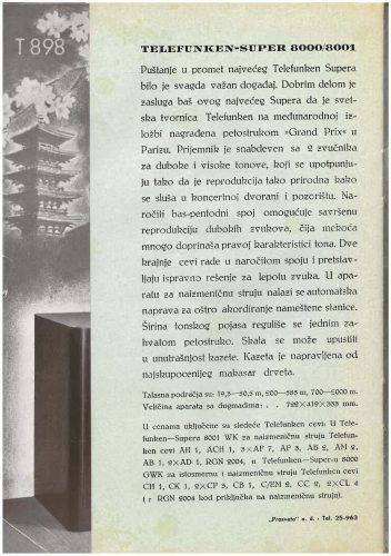 Reklama za Telefunken T875, T876 i T8001