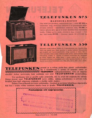Reklama za Telefunken 1939.